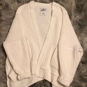 Hollister White Chunky Knitted Open Cardi